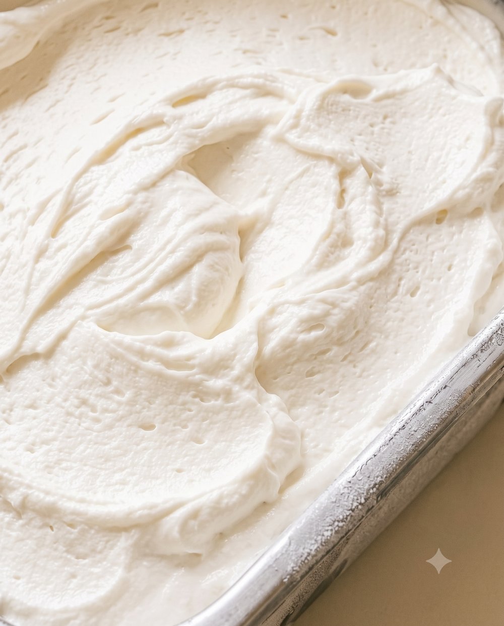 Fiordilatte gelato in a steel carapina, white and satin with spade drag marks